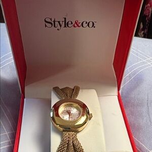 Style & Co. Women's Gold-Tone Mesh Bracelet Watch